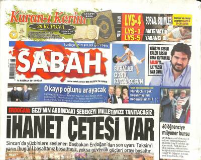 Sabah Gazetesi 16 Haziran 2013 - Süperstardan Antik Tiyatroda Konser - Murdochın Şok Boşanmasının Nedeni Blair Mi ? GZ124716 - 1