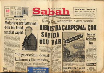 Sabah Gazetesi 16 Kasım 1967 - Kıbrısda Çarpışma Çok Sayıda Ölü Var GZ80671 - 1