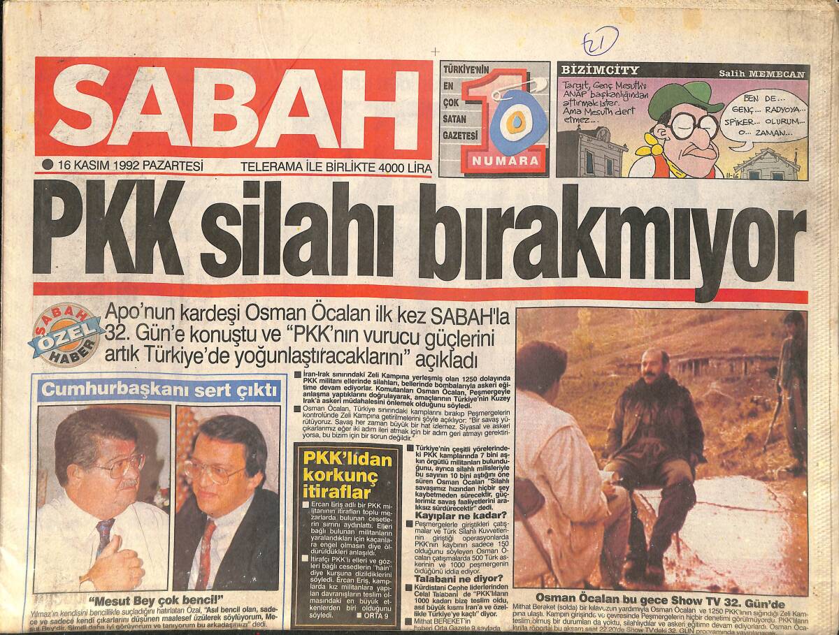 Sabah Gazetesi 16 Kasım 1992 - Müjde Ar Jet Alıyor - Fener İsyanlarda GZ3147 - 1