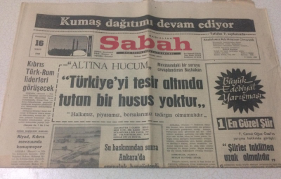 Sabah Gazetesi 16 Mart 1968 - Türkiyeyi Tesir Altında Tutan Bir Husus Yoktur - GZ15443 - 1