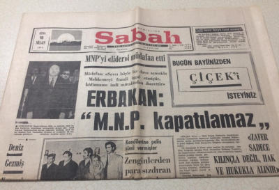 Sabah Gazetesi 16 Nisan 1971 - Erbakan M.N.P Kapatılamaz - GZ15409 - 2