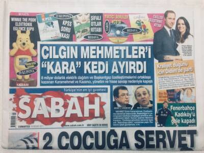 Sabah Gazetesi 16 Nisan 2011 - İngiltere Kraliyet Düğünü İçin Didimde Parti,Cem Uzan Çifti Boşandı GZ47629 - 1