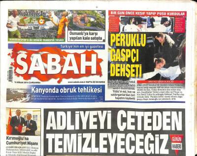 Sabah Gazetesi 16 Nisan 2014 - Osmanlıya Karşı Yapılan Kale Satışta - Kırımoğluna Cumhuriyet Nişanı GZ100276 - 2