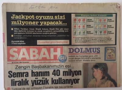 Sabah Gazetesi 16 Ocak 1986 - Zengin Başkanımızın Eşi Semra Hanım 40 Milyon Liralık Yüzük Kullanıyor GZ20917 - 1