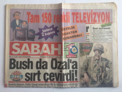 Sabah Gazetesi 16 Ocak 1992 - Bush Da Özala Sırt Çevirdi - GZ15078 - 1