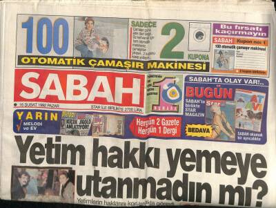 Sabah Gazetesi 16 Şubat 1992 - Demirel Harbiye Marşını Dinledi GZ62839 - 1