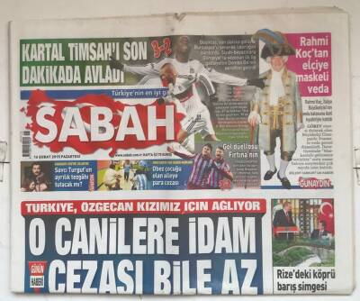 Sabah Gazetesi 16 Şubat 2015 - Türkiye , Özgecan Kızımız İçin Ağlıyor GZ7480 - 1