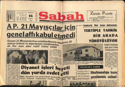 Sabah Gazetesi 16 Temmuz 1966 - Diyanet İşleri Heyeti Dün Yurda Avdet Etti GZ80706 - 1