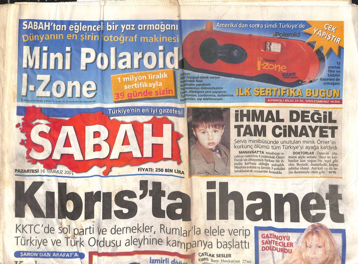 Sabah Gazetesi 16 Temmuz 2001 - Seda Sayan : Değişen Yalnız Semerim - Daum'un Şakası Yok GZ152782 - 1