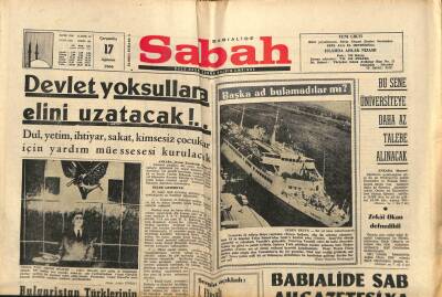 Sabah Gazetesi 17 Ağustos 1966 - Devlet Yoksullara Elini Uzatacak GZ80687 - 1