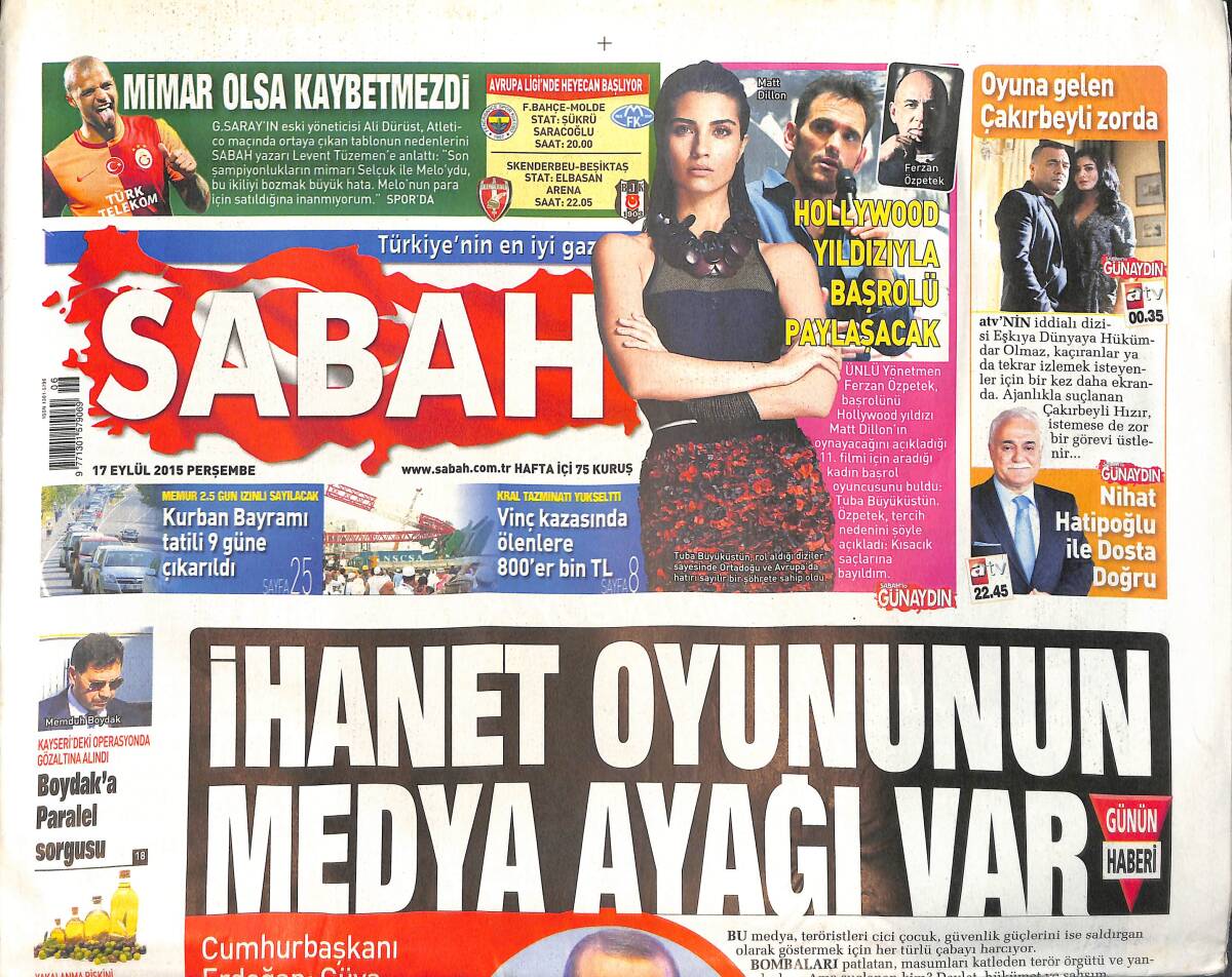 Sabah Gazetesi 17 Eylül 2015 - Hollywood Yıldızıyla Başrolü Paylaşacak - Vinç Kazasında Ölenlere 800 Bin TL GZ135520 - 1