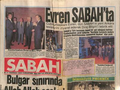 Sabah Gazetesi 17 Haziran 1989 - Yıl 1956... Demirel Menderesle GZ62106 - 2
