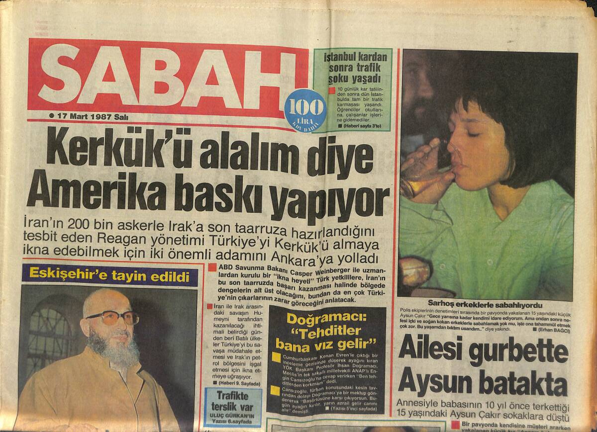 Sabah Gazetesi 17 Mart 1987 - Özal Spora Başladı - İthal Güzeller GZ153267 - 1