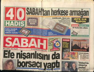 Sabah Gazetesi 17 Mart 1991 - SABAH Efenin Ayda 25 Milyona Kiraladığı Eve Girdi GZ87620 - 1