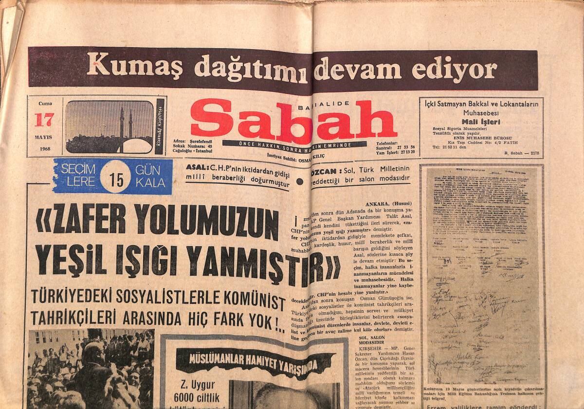 Sabah Gazetesi 17 Mayıs 1968 - Edirne Cezaevinde İsyan Çıktı - Beşiktaş 30 Kişilik Kadro Kurma Yolunda - Trabzonspor Antrenör Arıyor GZ149814 - 1