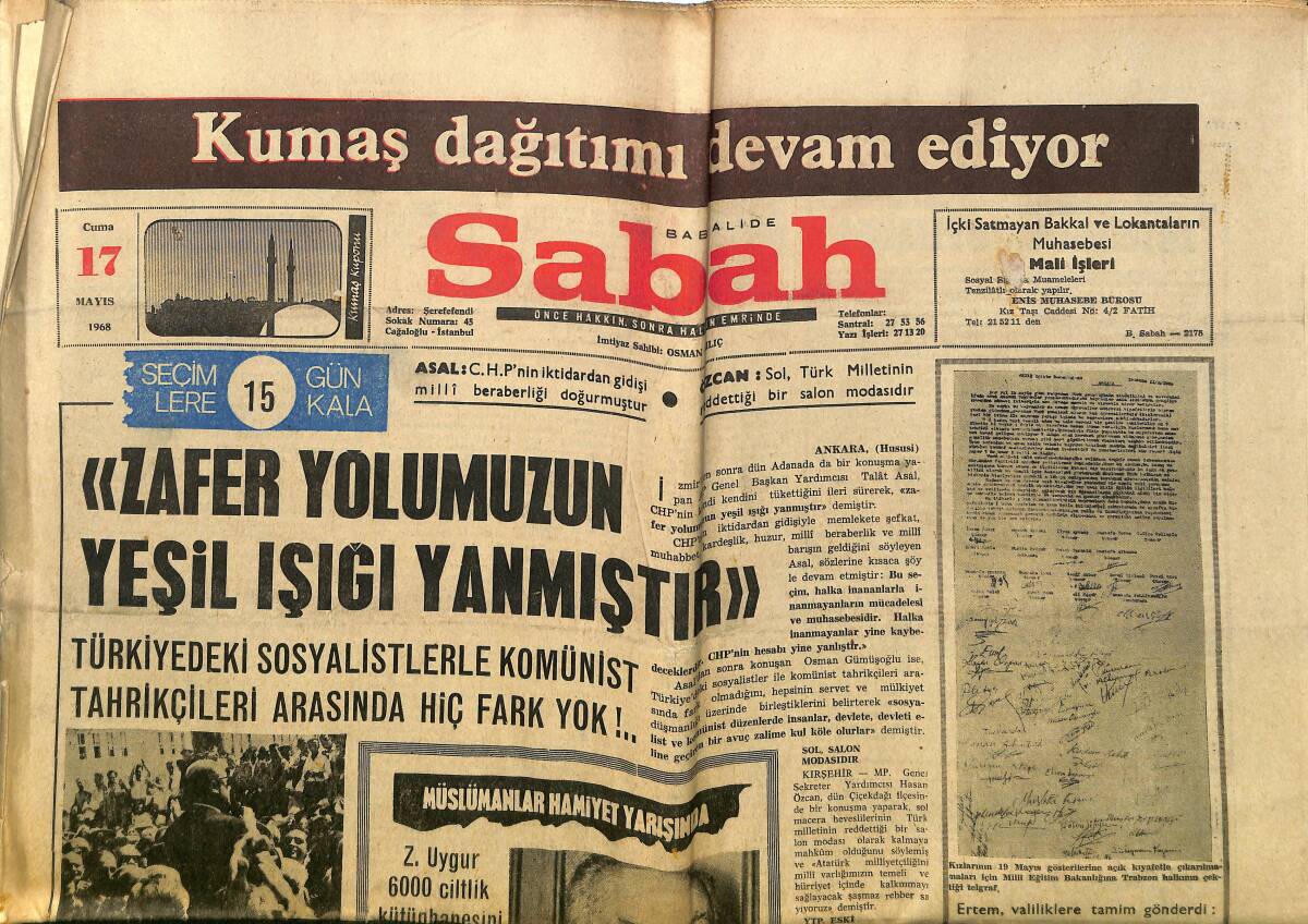 Sabah Gazetesi 17 Mayıs 1968 - Edirne Cezaevinde İsyan Çıktı - Beşiktaş 30 Kişilik Kadro Kurma Yolunda - Trabzonspor Antrenör Arıyor GZ149955 - 1