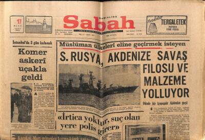 Sabah Gazetesi 17 Ocak 1969 - Sovyet Rusya Akdenize Savaş Filosu Ve Malzeme Yolluyor GZ64091 - 2