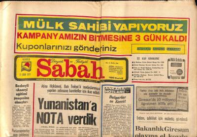 Sabah Gazetesi 17 Ocak 1977 - Bakanlık Giresun Olayına El Koydu GZ87085 - 1
