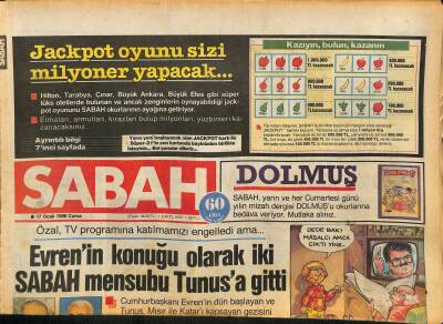 Sabah Gazetesi 17 Ocak 1986 - Öztürk Serengil Kalp Krizi Geçirdi - Evreni Tunusa Götüren THY Ekibi GZ127610 - 1
