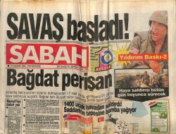 Sabah Gazetesi 17 Ocak 1991 - 1400 Uçak Havadan Saldırdı ! Saddamın Tepesine Bomba Yağıyor GZ62895 - 1