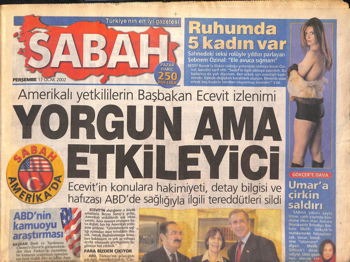 Sabah Gazetesi 17 Ocak 2002 - Tüm Bankaların Sermayesi Eridi - Aksoy'un Tablolarına Jet Koruma GZ133047 - 1
