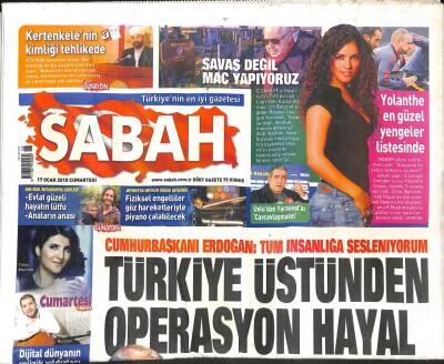 Sabah Gazetesi 17 Ocak 2015 - Türkiye , Trilyon Dolarlık İlaç Pazarına Giriyor - Yolanthe En Güzel Yengeler Listesinde GZ98398 - 1