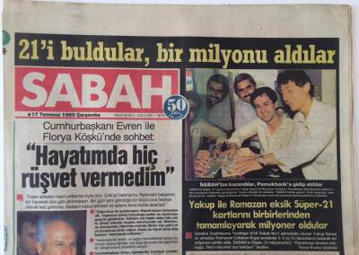 Sabah Gazetesi 17 Temmuz 1985 - Cumhurbaşkanı Evren İle Sohbet Hayatımda Hiç Rüşvet Vermedim GZ16018 - 2