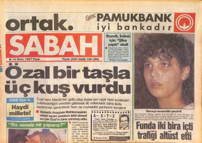 Sabah Gazetesi 18 Ekim 1987 - İnönü Boykota Neden Yanaşmıyor - Özal Bir Taşla İki Kuş Vurdu GZ127039 - 1