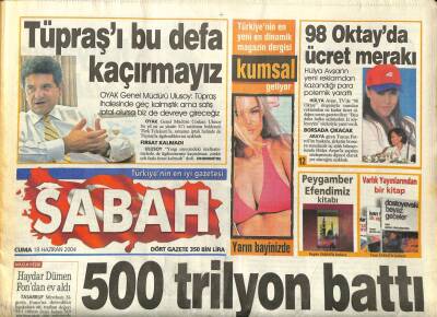 Sabah Gazetesi 18 Haziran 2004 - Rambo Olimpiyat Meşalesiyle Koştu, İtalyanın Şabanı GZ97239 - 1