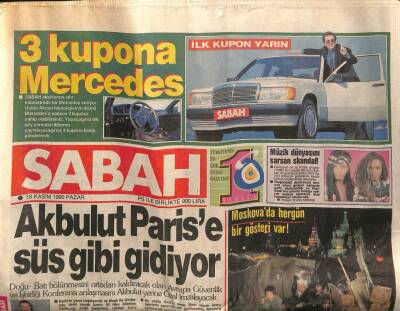 Sabah Gazetesi 18 Kasım 1990 - Akbulut Parise Süs Gibi Gidiyor GZ81531 - 1