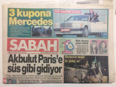 Sabah Gazetesi 18 Kasım 1990 - Yıldırım Akbulut Parise Süs Gibi Gidiyor GZ23583 - 1