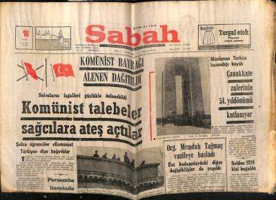 Sabah Gazetesi 18 Mart 1969 - Komünist Öğrenciler Sağcılara Ateş Açtılar GZ64024 - 1