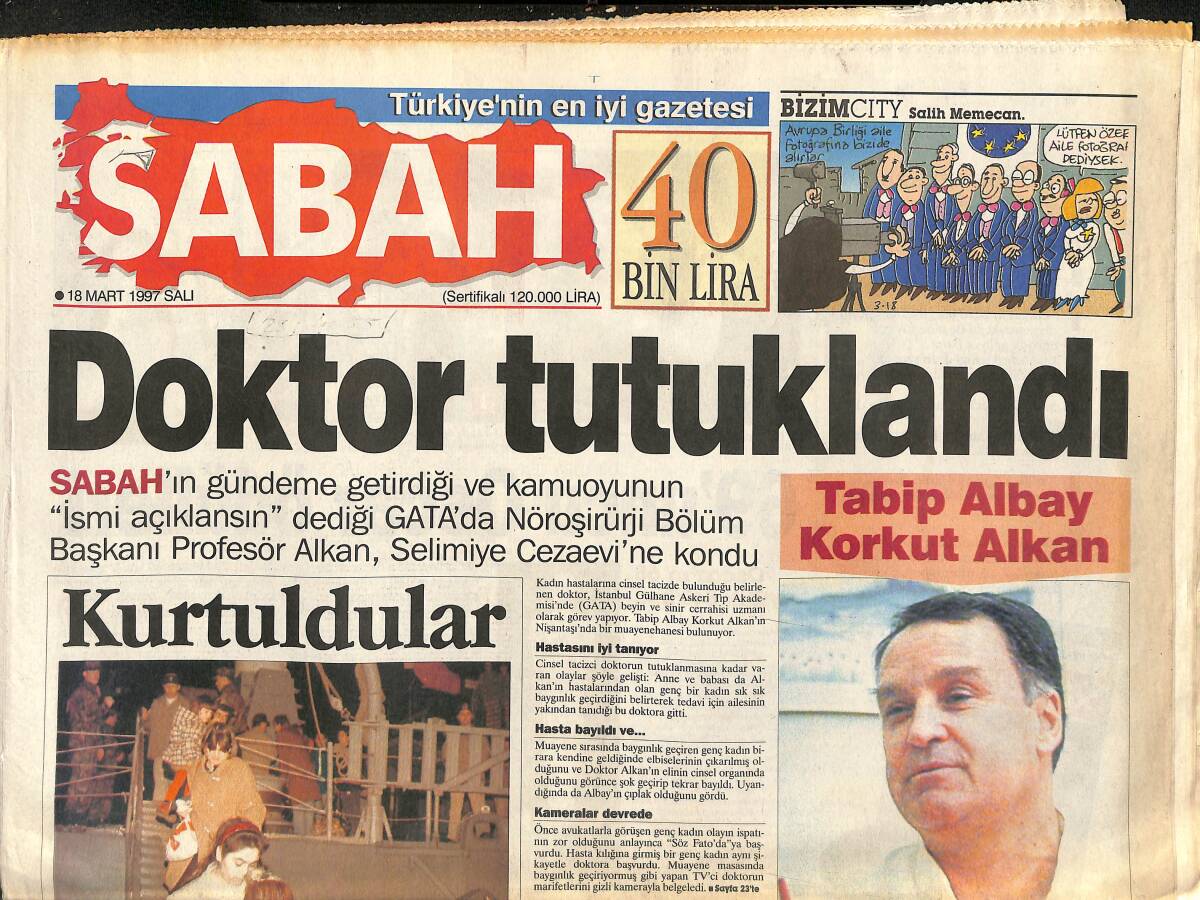 Sabah Gazetesi 18 Mart 1997 - Tabip Albay Korkut Alkan - Algida İle Rekabet Alaska'yı Batırdı GZ148018 - 1