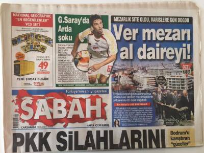 Sabah Gazetesi 18 Mart 2009 - G. Sarayda Arda Şoku , PKK Silahlarını ABDye Verecek GZ26959 - 1