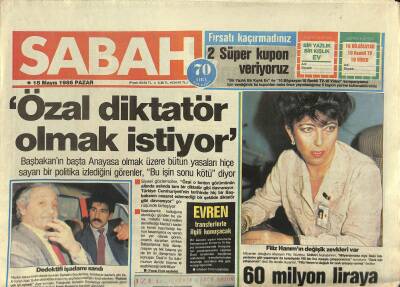 Sabah Gazetesi 18 Mayıs 1986 - Müjde Ar Artık Soyunmuyor - Özal Diktatör Olmak İstiyor GZ123355 - 1