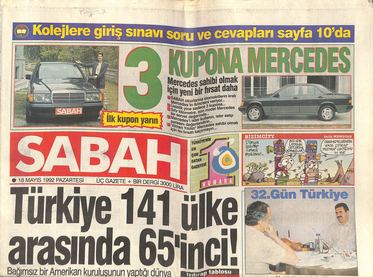 Sabah Gazetesi 18 Mayıs 1992 - Aykut Kocaman Patladı - Ali Coşkun'un Karısı Ve Kızı Kazada Öldü GZ153301 - 1