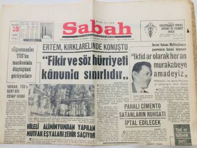 Sabah Gazetesi 19 Ekim 1967 - Fikir Ve Söz Hürriyeti Kanunla Sınırlıdır GZ53314 - 1