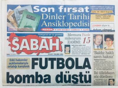 Sabah Gazetesi 19 Ekim 1999 - Futbola Bomba Düştü GZ42798 - 1