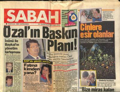 Sabah Gazetesi 19 Eylül 1990 - Fatma Girik Kimden Yana ? GZ62118 - 1