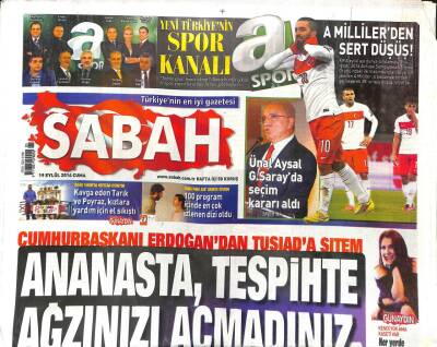 Sabah Gazetesi 19 Eylül 2014 - Erdoğandan Tüsiada Sitem GZ104657 - 1