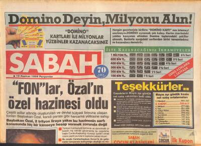 Sabah Gazetesi 19 Haziran 1986 - Fonlar , Özalın Özel Hazinesi Oldu - Yüksel Özkasap İstanbula Dönüyor GZ127062 - 1