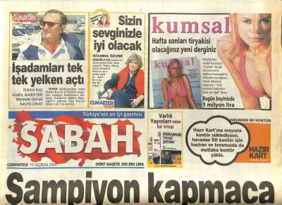 Sabah Gazetesi 19 Haziran 2004 - Madonna, Kraliçe Esther Olmayı Seçti, En İyi Genç Kadın Oyuncu Sibel Kekilli GZ97240 - 1