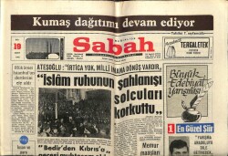 Sabah Gazetesi 19 Mart 1968 - İslam Ruhunun Şahlanışı Solcuları Korkuttu GZ63971 - 2