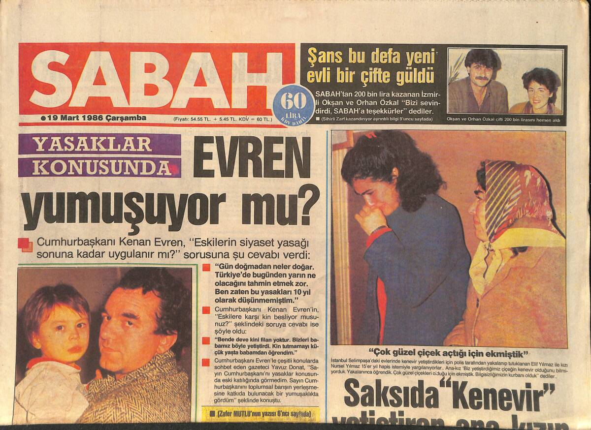 Sabah Gazetesi 19 Mart 1986 - İbrahim Tatlıses Buz Pateni Yapmaya Kalktı - Evren Yumuşuyor Mu GZ3377 - 1