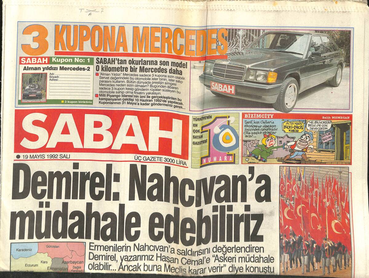 Sabah Gazetesi 19 Mayıs 1992 - Hülya Avşar'dan Milyarlık Dizi - Galata Köprüsü Yanında Şehirde Trafik Felç GZ153299 - 1
