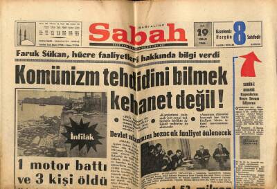 Sabah Gazetesi 19 Nisan 1966 - Faruk Süren,Komünizm Tehdidini Bilmek Kehanet Değil GZ63884 - 2