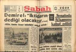 Sabah Gazetesi 2 Ağustos 1966 - Senatoda Af Kanunu Kabul Edildi GZ63981 - 2