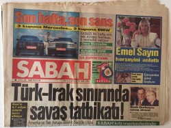 Sabah Gazetesi 2 Eylül 1990 - Türk- Irak Sınırında Savaş Tatbikatı ! GZ13055 - 2