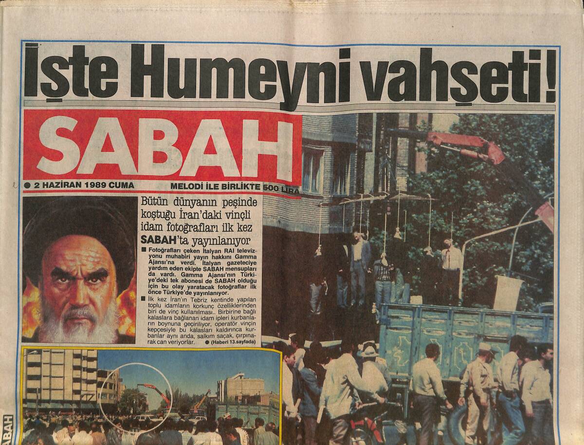 Sabah Gazetesi 2 Haziran 1989 - İşte Humeyni Vahşeti - Özal'ın İsviçre Buluşmasını SHP Meclis'e Getirdi GZ150348 - 1