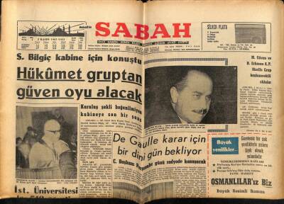Sabah Gazetesi 2 Kasım 1965 - Büyük Şair Yahya Kemal Beyatlı Anıldı GZ74900 - 1